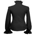 thumbnail image 4 of Women‘s Ruffle Trim Flounce Long Sleeve Mock Neck Blouse Top Button Down Office Work Shirt, 4 of 7