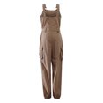 thumbnail image 4 of Innerwin Jumpsuits Sleeveless Women Long Pants Summer With Pockets Solid Color Romper Khaki 4XL, 4 of 7