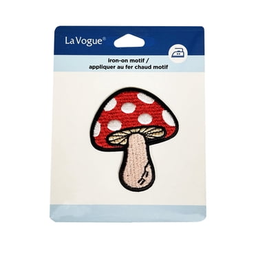 LA VOGUE Mushroom Embroidered Iron-On Patch, 1 pc - ~11.43 × 8.89 cm (4.5 × 3.5 in)