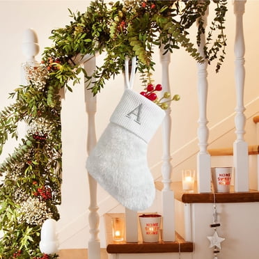 Tyidzon 7.08 Inch Christmas Stockings with Letters, Super Soft Christmas Stockings White Letter A Stockings for Christmas Holiday Xmas Gift