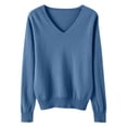 thumbnail image 1 of yoeyez Chandails Légers pour Femmes à Manches Longues Col Ras du Cou Chandail Uni Chandail Léger Doux Tricoté Hauts Bas d'Automne Bleu G, 1 of 5