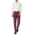thumbnail image 2 of INSPIRE CHIC Men's Plaid Slim Fit Flat Front Dress Pants with Pockets 34 Burgundy, 2 of 7