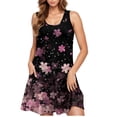 thumbnail image 5 of Staron Liquidation Robes pour Femmes 2025 Décontracté Printemps Sans Manches Imprimé Floral Robe Décontractée Vacances Plage Ample Col Rond Ligne A Débardeur Cache-Maillot Fluide Poches Robe d'Été Rose G, 5 of 5