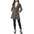 thumbnail image 2 of INSPIRE CHIC Veste en Denim Longue pour Femme à Revers Cranté, Manches Longues, Boutonnée, Ceinturée, TP Noir Gris, 2 of 6