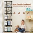 thumbnail image 4 of Flycity 5 Tier Rotating Bookshelf, 360° Display Rotating Bookcase Corner Storage Rack with Special Visible Partition Storage, Black, 4 of 8