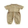 thumbnail image 3 of Girls Fashion Solid Color Pocket Single-Breasted Long Sleeve Jumpsuit, 3 of 8
