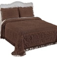 thumbnail image 1 of Collections Etc Calista Chenille Lightweight Bedspread With Fringe Border Chocolate Queen, 1 of 4