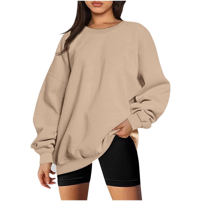 DPTALR Femmes Solide Col Rond Velours Automne et Hiver Manches Longues Chandails à Capuchon Tops