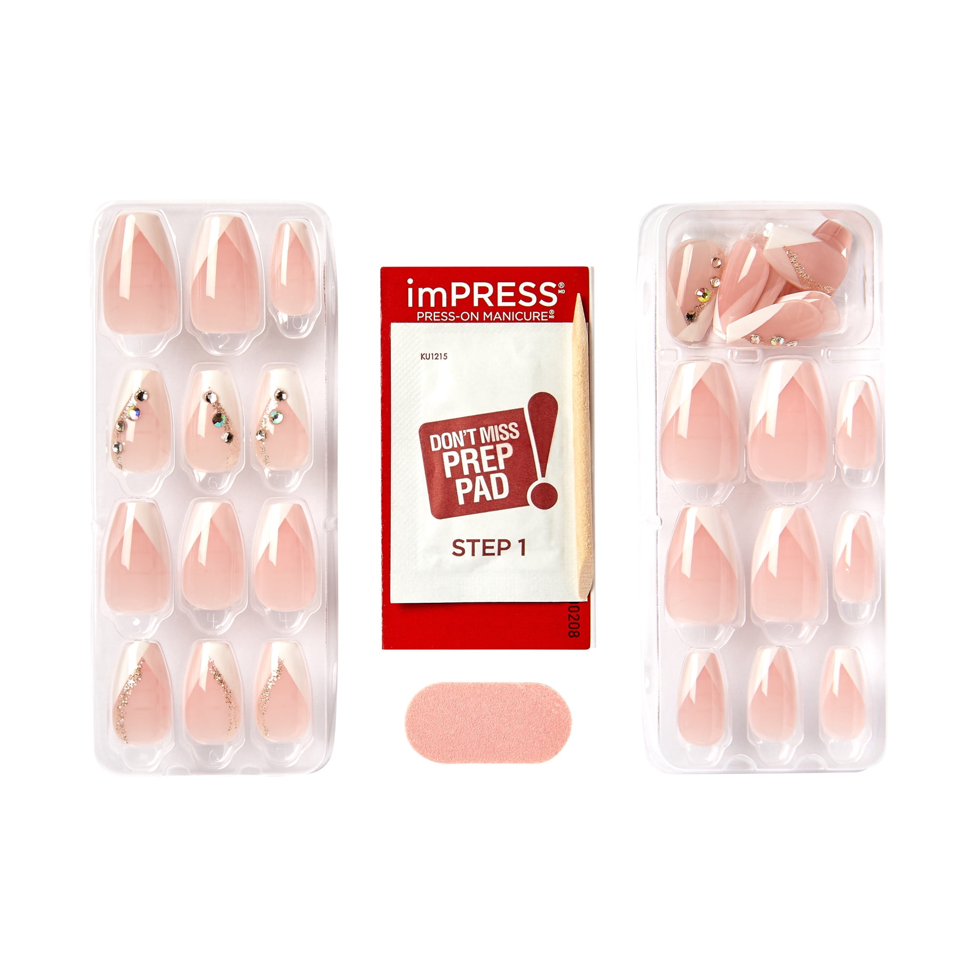 KISS imPRESS Nails - Glimpse, White, Coffin, Medium