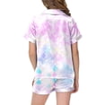 thumbnail image 5 of Girls Sleepwear & Robes - Children's Fashion Printed Button Down Lapel Short Sleeved Top Shorts Pajamas Set, 5 of 5