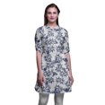 thumbnail image 1 of Bimba Short Kurtis For Ladies Printed Mandarin Collar Roll Up Sleeve Dress, 1 of 6