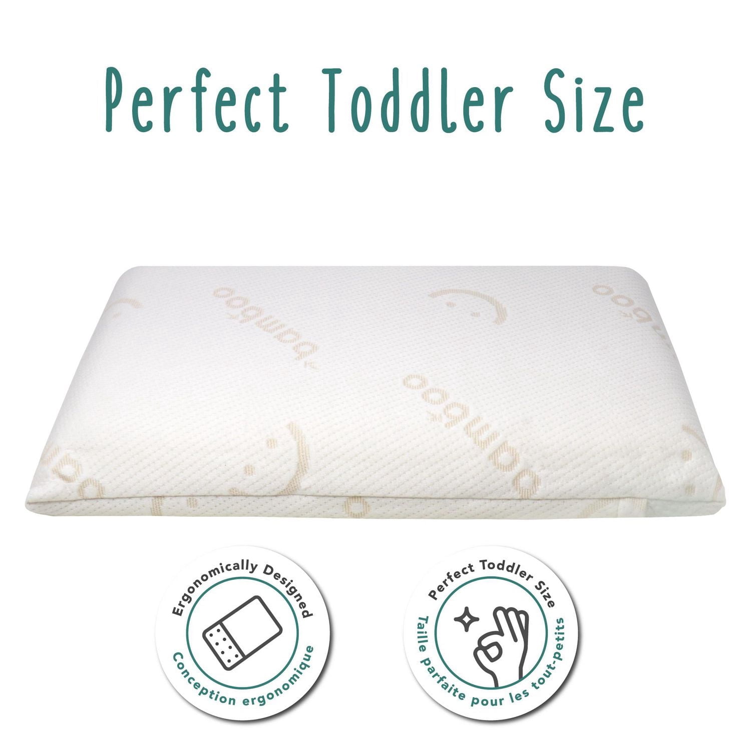 Babyworks™ Big Kid Pillow with Bamboo Pillowcase - Soft, Supportive and Breathable Memory Foam with Hypoallergenic Bamboo Cover, Washable and Removable Cover.