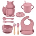 thumbnail image 1 of Yeacher Squirrel silicone tableware baby silicone food supplement set baby fork spoon integrated silicone plate, 1 of 6
