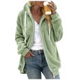 thumbnail image 1 of B91xZ Veste en Molleton pour Femmes Décontractée Chaude d'Hiver Longue à Revers Imprimée Cardigan Manteau, Vert TTG, 1 of 5