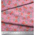 thumbnail image 2 of Soimoi Tissu Poly Georgette Imprimé Feuilles & Roses au Mètre 42 Pouces de Large, 2 of 3