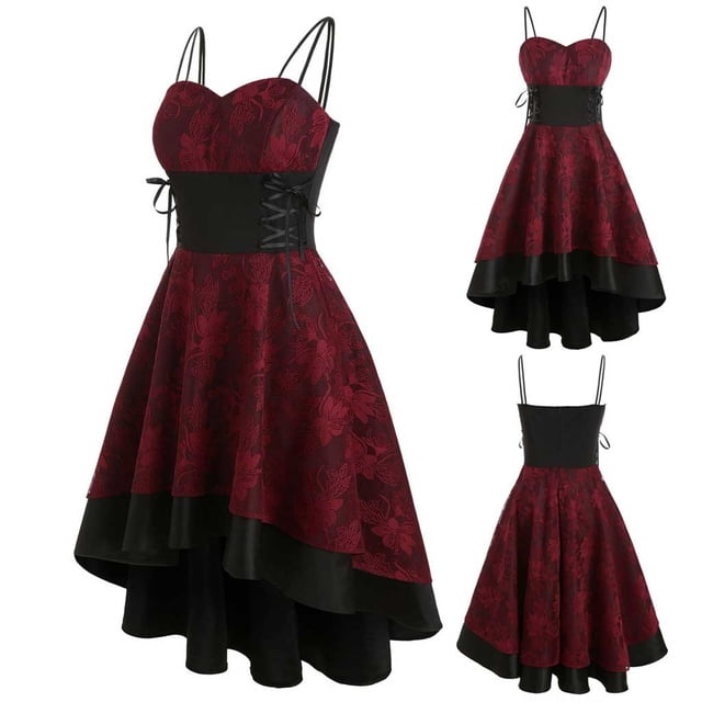 FcBaudy Robe Sans Manches à Col Rond, Robes d'Été pour Femmes, Robes pour Femmes Robe Vintage de Haute Qualité pour Femme Camisole Bandage à Lacets Robe Asymétrique Robe pour Femme