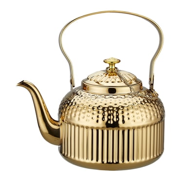 SANQIAHOME Antique 1.2L (40Oz) Stainless Steel Teapot with Infuser Gold