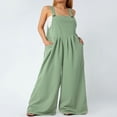 thumbnail image 4 of Wide Leg Overalls for Women Sleeveless Jumpsuits Suspender Overalls with Pockets, 4 of 6