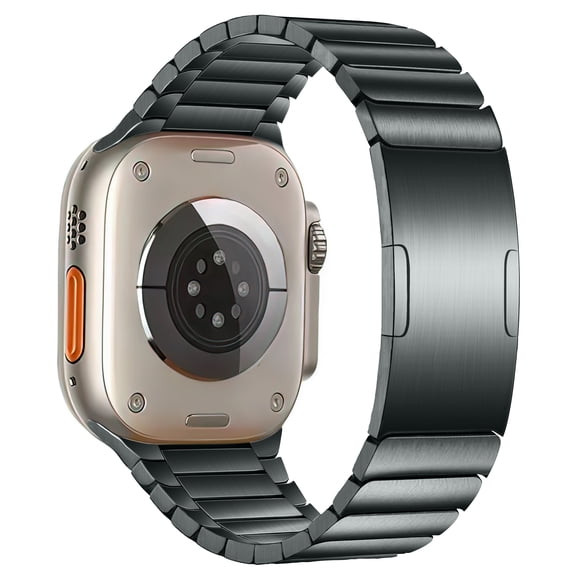 MaKTech Titanium Watch Bracelet Band,Light-Weight Metal Rounded Corner Link Strap with Embedded Buckle,for Apple Watch Series 11/10/9/8/7,Ultra 3/2/1,SE 3/2/1 [2025] (46mm/45mm/44mm/49mm,Gray)