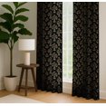 thumbnail image 4 of Vargottam Cotton Rod Pocket/Back Tab Curtains - 96" Floor-Length Drapes for Long Doors or Large Windows - Light Filtering, 3-in-1 Header - Set of 2, 52"x96" - Floral Block Print (Black), 4 of 8