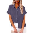 thumbnail image 1 of asjyhkr Blouses for Women Button down Short Sleeve T Shirt Solid Color Fashion Summer Tops Solid Color, 1 of 5