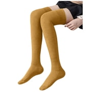 FhsagQ Socks Women Socks Dress Women's Solid Color Casual over The Knee Thick Warm Socks Women Socks Socks Socks for Women Socks Yellow One Size