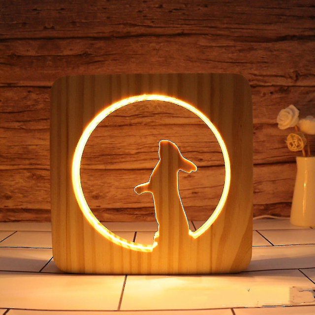 Rabbit Led Night Light Solid Wood Low Energy Used Button Switch Soft Warm Light Creative Friends Gift Bedroom Home Decoration1pcs