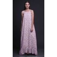 thumbnail image 3 of Bimba Robe de Nuit Imprimée Violet Pâle à Feuilles Florales et Roses Grandiflora pour Femmes Longue à Bretelles Spaghetti Robe Maxi Vêtement de Nuit Robe Medium, 3 of 5