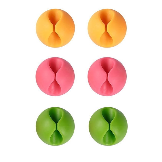 Miangastore 6Pcs/lot Cable Clips Cable Wire Organizer Cable Cord Holder Management System Wire Earphone Winder (Red, Green and Yellow)