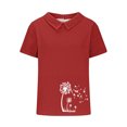 thumbnail image 4 of Jsaierl Chemises en Lin d'Été pour Femmes Imprimé Pissenlit Col à Revers Manches Courtes Blouses Simples Décontractées Polyvalentes, 4 of 4