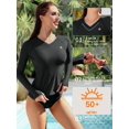 thumbnail image 4 of BeautyIn Women V-Neck Rash Guard UPF 50+ Sun Protection Swimwear Shirt, 4 of 6