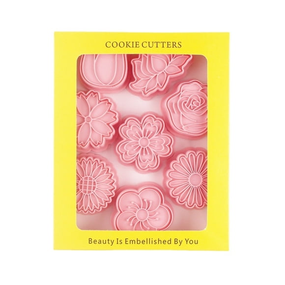 Cake Molds For Baking Plastic 3D Flower Petal Shaped Set Of 8 Reusable Biscuit Cookie And Chocolate Molding Tools
