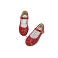 thumbnail image 3 of Woobling Ballerines Mary Jane Basses pour Filles, Chaussures de Robe à Paillettes, Chaussures de Princesse Scintillantes, Mariage, Décontractées, Bout Rond, Ballerine Plate Rouge 4Y, 3 of 5