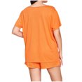 thumbnail image 3 of AherBiu Ensembles de Pyjamas Grande Taille pour Femmes Col Ras du Cou Manches Courtes Hauts T-Shirts avec Shorts à Jambes Larges Ensemble de Pyjama 2 Pcs, 3 of 4
