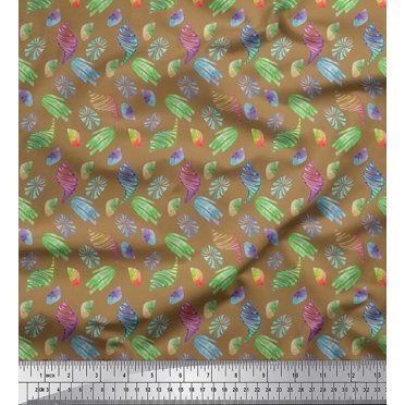 Soimoi Rayon Fabric Coral & Seashell Ocean Fabric Prints By Yard 56 Inch Wide