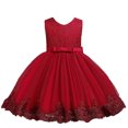 thumbnail image 1 of Birdeem Robe Sans Manches à Col Rond pour Filles Été Nouvelle Jupe Princesse en Dentelle à Volants Broderie Nœud en Maille, 1 of 12