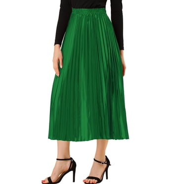 INSPIRE CHIC Women's Halloween Costume Elastic Waisted Accordion Pleated Metallic Skirt