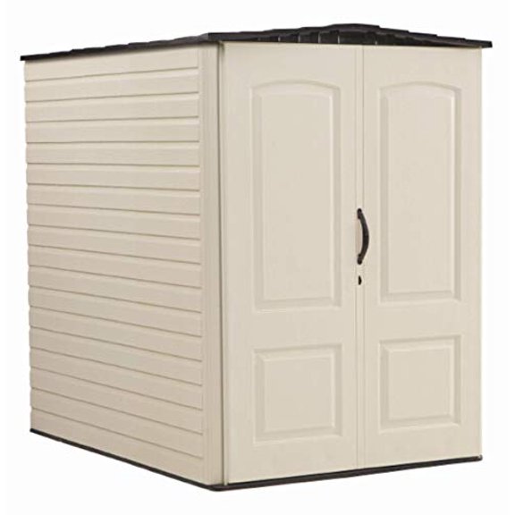Rubbermaid Grande Remise de Rangement Verticale en Résine Plastique Résistante aux Intempéries, Remise à Vélo, Rangement pour Déambulateur, 5 x 6 Pieds, Grès