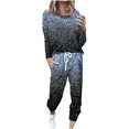 thumbnail image 3 of Ventes de Liquidation Tenues tumgatte pour Femmes Tenues Décontractées Grande Taille Tenues d'Automne pour Femmes Ensemble de Détente Mode Imprimé Manches Longues Col Rond Pull Hauts et Pantalons Ensemble 2 Pcs pour Femmes, 3 of 6