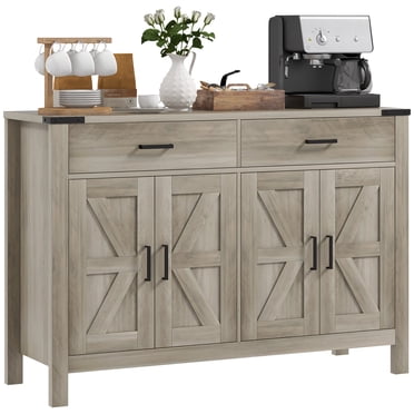 HOMCOM Buffet avec 2 Tiroirs 2 Armoires de Rangement Buffet, Gris