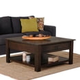 thumbnail image 4 of Garret Solid Acacia Wood Square Coffee Table in Distressed Charcoal Brown, 4 of 7