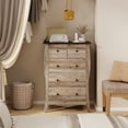 thumbnail image 2 of Gymax Commode Rustique de 38 Po avec 5 Tiroirs en Tissu Pliants et Trousse Anti-Basculement Brun, 2 of 9