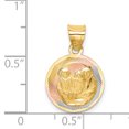 thumbnail image 2 of 14K Rhodium Plated Yellow Gold and Rhodium Polished and Diamond Cut Baptism Circle Pendant, 2 of 2