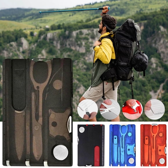 Bowayaoa Multi Tool Card, Stainless Steel 8-in-1 Portable Multitool with Screwdriver and Letter Opener, Pocket Sized Combination Hand Tool for Outdoor Camping Office Supplies