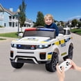 thumbnail image 2 of Kojooin 12V Kids Police Car Ride on Toy with Remote Control, Electric Ride on Car for Toddlers Battery Powered Truck Electric Vehicle with Intercom, Flashing & LED Lights, Spring Suspension, 2 of 9