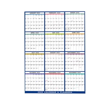 Calendrier Mural 2025 Version Anglaise Surface Laminée Double Face Effaçable Design Pliable avec Marqueurs pour Planification à Domicile Ou au Bureau 23 X 35 Pouces 0,32 Livres