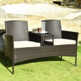 thumbnail image 3 of Costway Patented Patio Rattan Chat Set Loveseat Sofa Table Chairs Conversation Cushioned, 3 of 10