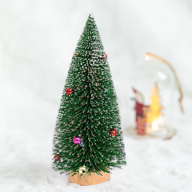 Desktop Miniature Pine Tree ,Small Christmas Tree,Mini Christmas Tree,Tabletop Small Pine Tree Decor ,Christmas Tree Toppers , Bottle Brush Fake Trees with Wooden Base for Tabletop Decorative