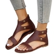 thumbnail image 1 of Mefallenssiah Large Size Flat Zipper Fish Mouth Sandals One-Strap Roman Sandals, 1 of 8