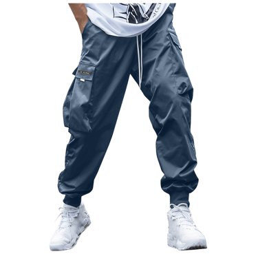 Ketyyh-chn99 Men'S Pants Fall Fashion Men Elastic Waist Jogger Sport Pants Drawstring Sports Trousers Blue,2XL